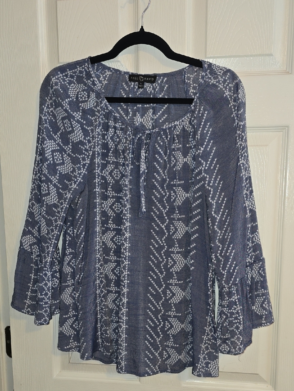 Fred David‎ Blue Printed Peasant Tunic Top